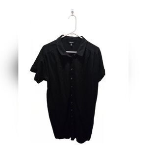 Well Worn Black Button-Up Linen Blend Dress